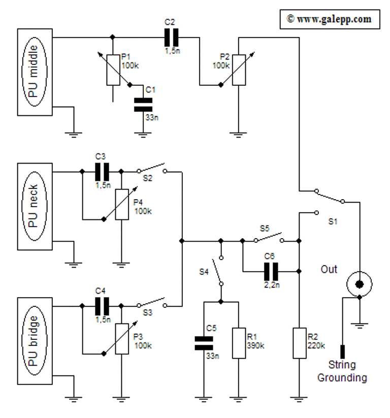 Электрическая схема гитары
