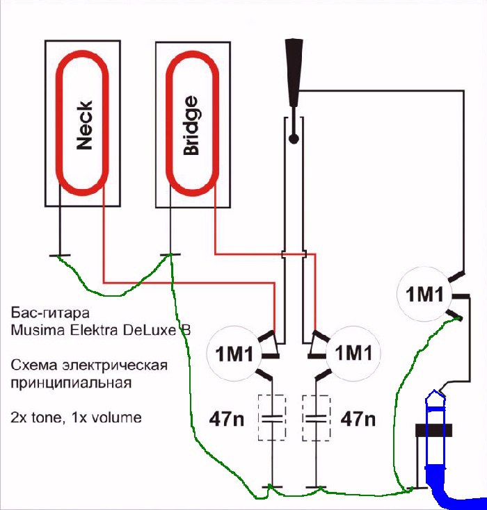 Схема бас гитары